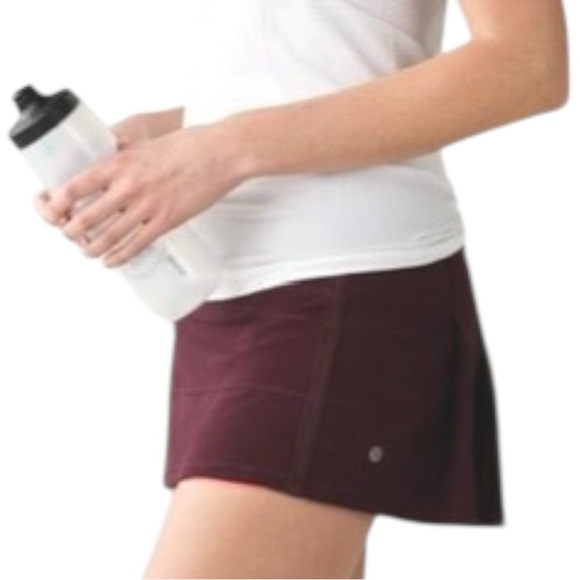 Lululemon Pace Rival Mid Rise Burgundy Skirt II Running Tennis Performance Sz 4 - Picture 3 of 12